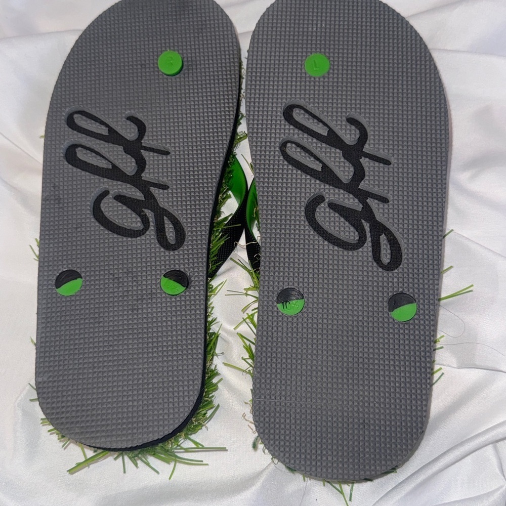 Green Grass-Style Flip Flop Sandals - Men's Casual Beach Slides - Picture 4 of 6